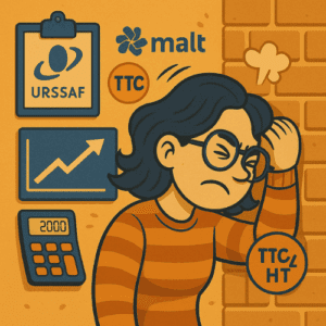 Avatar exaspérée illustrant les erreurs URSSAF sur les données Malt TTC/HT