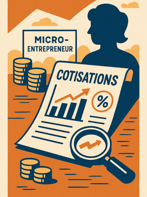 Illustration portrait vintage sur la hausse des cotisations autoentrepreneur