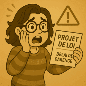 Illustration d’une femme inquiète face au risque d’allongement du délai de carence